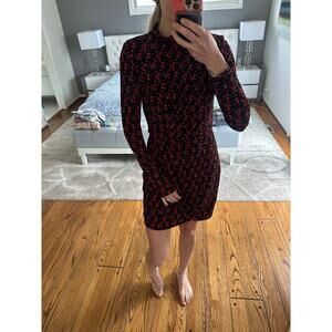 BLACK HALO Briar pleated floral-print jersey mini dress Size 2